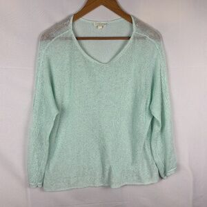 Eileen Fisher Women Long Sleeve Org. Linen Sweater Top Sz M/P  Beachy Breathable